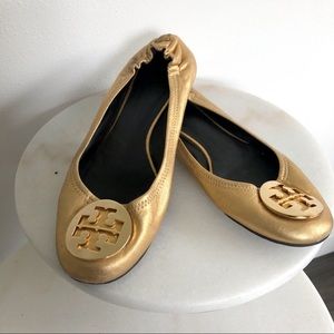 Tory Burch Gold Reva Flats